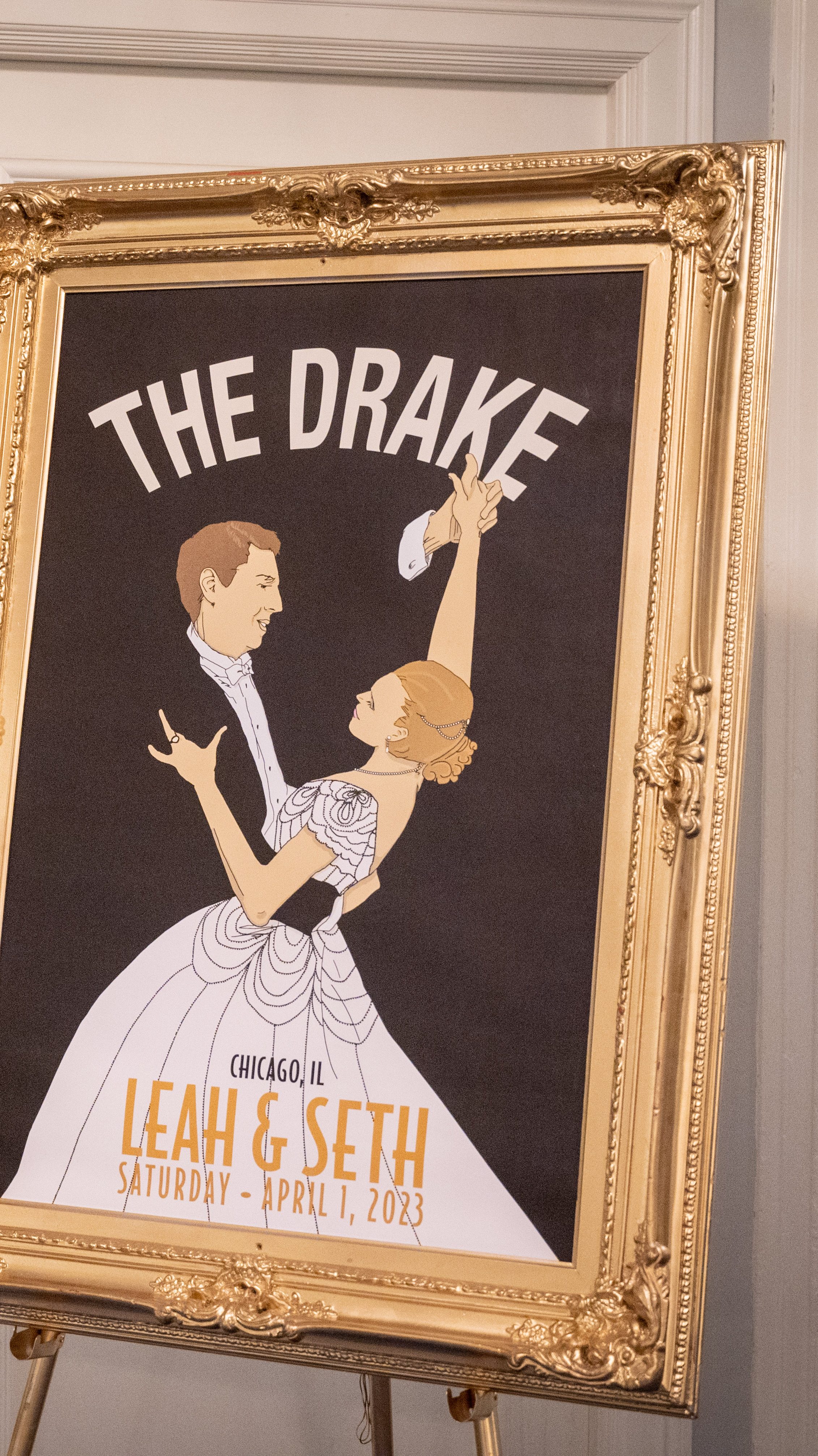 Downtown Chicago themed wedding, wedding painting